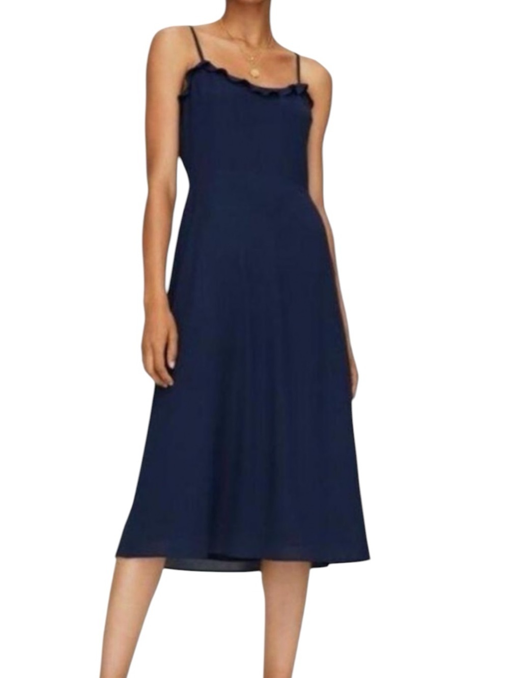 Aritzia Wilfred Philomene Women’s Midi A-Line Dress Navy Pure Indigo Size 2